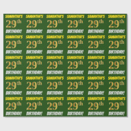Grönt, Faux/Imitation Guld, "29:e BIRTHDAY" Presentpapper