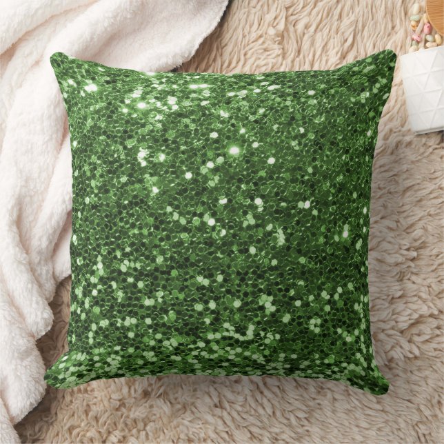 Grönt Faux Sequin Glitter Dekorativ kudde (Filt)