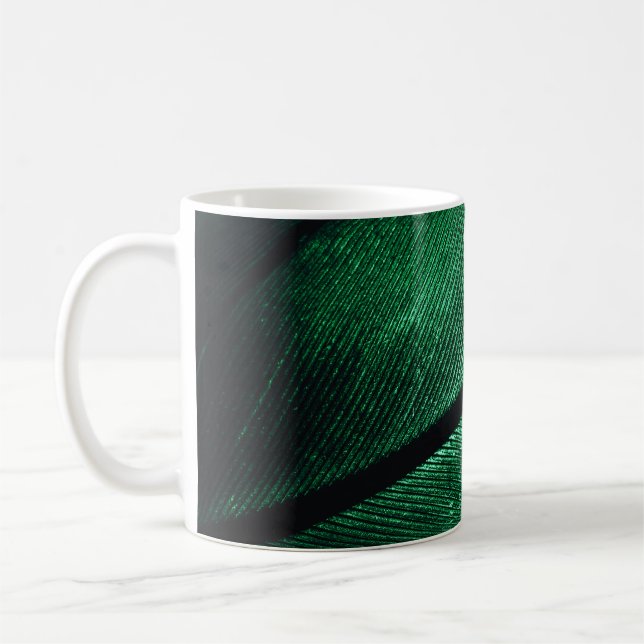 Grönt Feather, vackra Mönster Struktur. Kaffemugg (Vänster)
