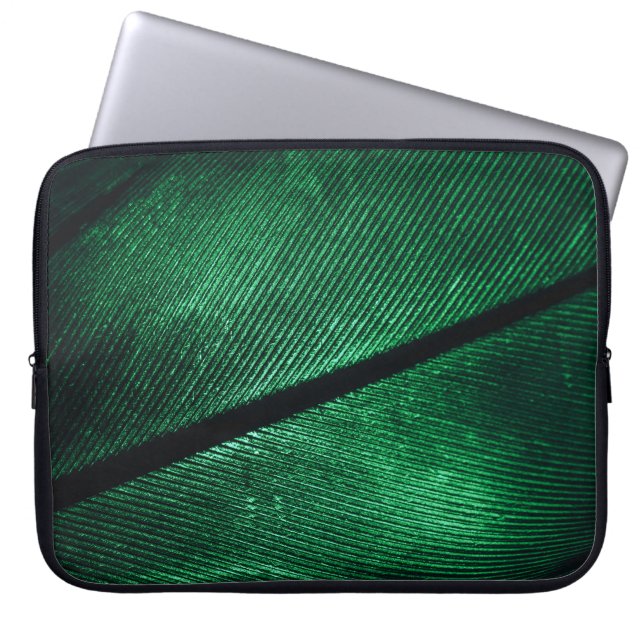 Grönt Feather, vackra Mönster Struktur. Laptop Fodral (Framsidan)
