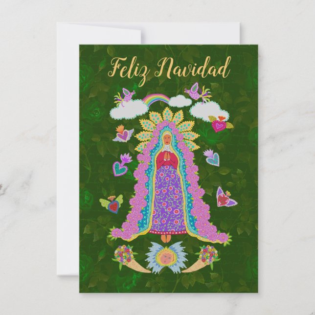 Grönt Feliz Navidad jul Dam i Guadalupe (Framsida)