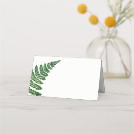 Grönt fern bröllop. botanisk vattenfärgsskog placeringskort