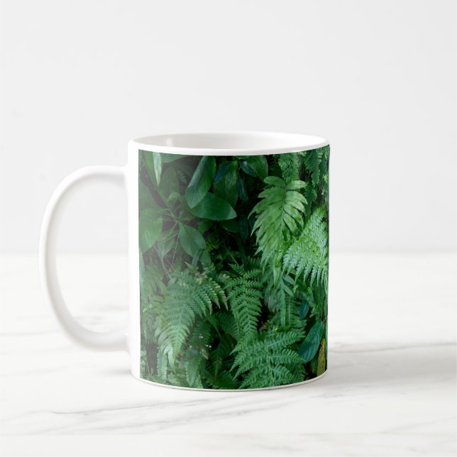 Grönt Fern Grass Foliage Struktur Kaffemugg (Vänster)