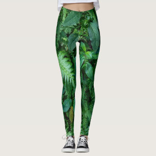 Grönt Fern Grass Foliage Struktur Leggings