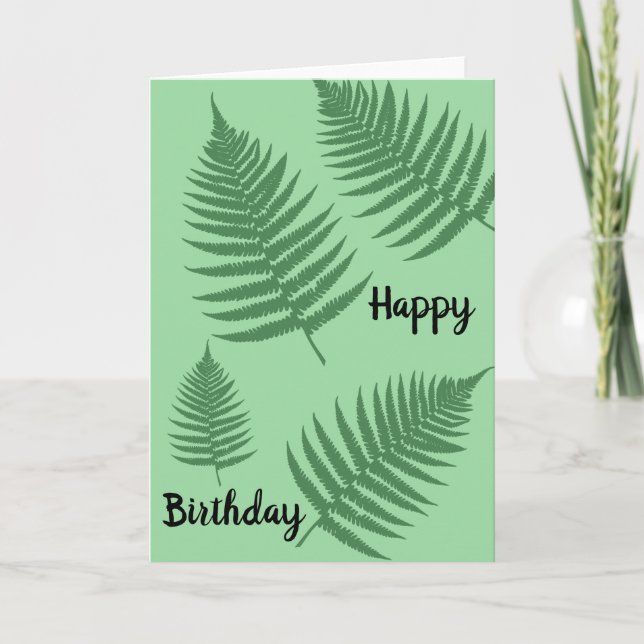 Grönt Fern Löv Birthday Card Kort (Framsida)