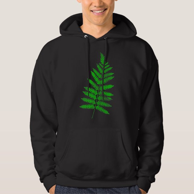 Grönt Fern löv I kärlek naturträdgård  b Hoodie (Framsida)