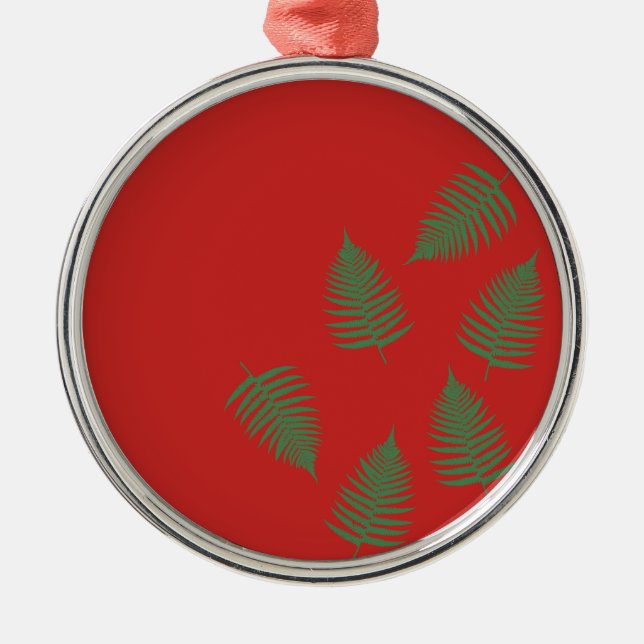 Grönt Fern Lucky Helgdag Red Ornament (Framsidan)