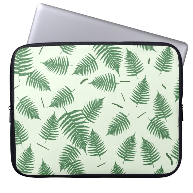 Grönt Fern Plant Löv Mönster Laptop sleeve (Framsidan)