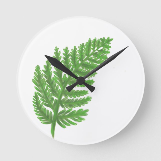 Grönt Fern Rund Klocka (Framsida)