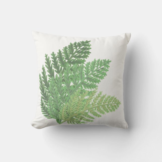 Grönt Ferns, botaniska skogsväxter Kudde (Framsida)