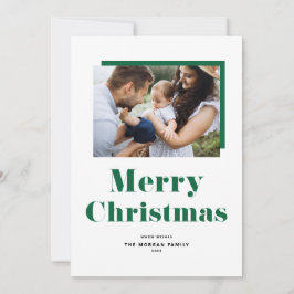 Grönt Festive Bold Typography-julfoto Julkort