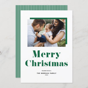 Grönt Festive Bold Typography-julfoto Julkort