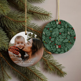 Grönt Festive Botanical Photo Julgransprydnad Keramik