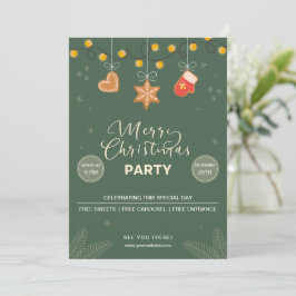 Grönt Festive God jul Party-inbjudan Inbjudningar