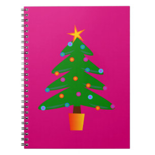 Grönt Festive Julgran Anteckningsbok Med Spiral