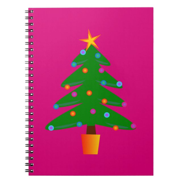 Grönt Festive Julgran Anteckningsbok Med Spiral (Framsidan)