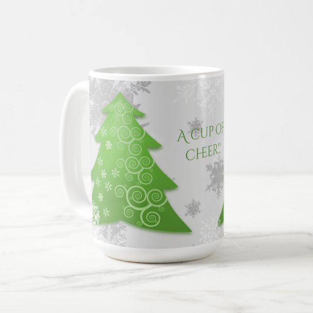 Grönt Festive Julgran Coffee Mugg (Framsida vänster)