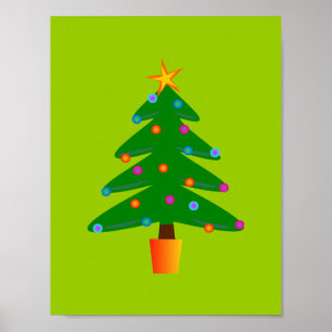 Grönt Festive Julgran Poster