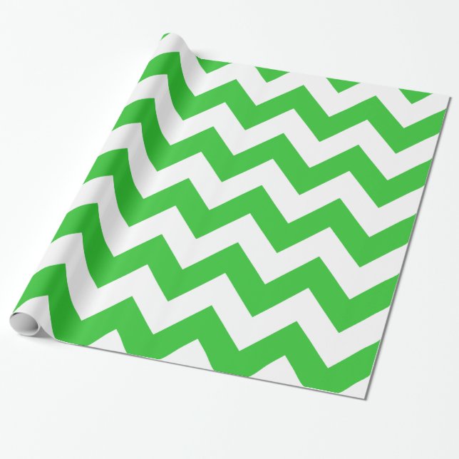 Grönt Fet Chevron Presentpapper (Utrullad)