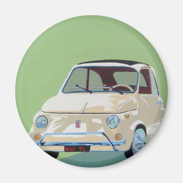 Grönt Fiat 500 Magnet (Framsidan)