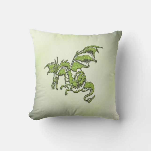 Grönt Fighting Dragon Kudde (Framsida)