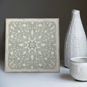 Grönt Filigree Backsplash Bath Fireplace Repro Kakelplatta