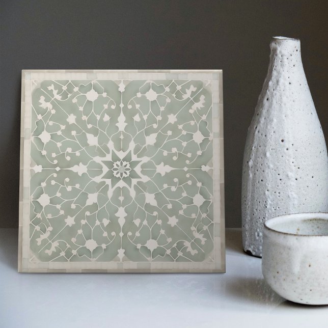 Grönt Filigree Backsplash Bath Fireplace Repro Kakelplatta (Skapare uppladdad)