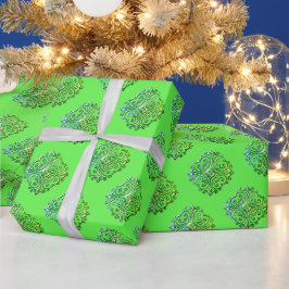 Grönt Finare Faux Medallion Mönster Wrapping Pappe Presentpapper