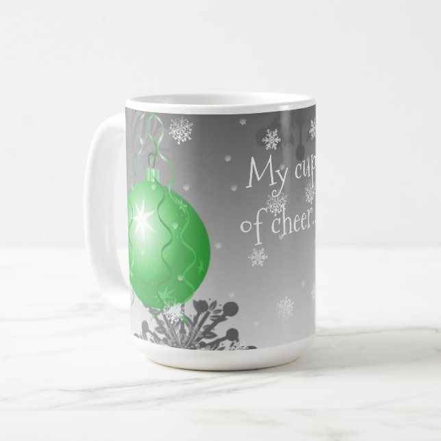 Grönt Finare jul Ornament Coffee Mugg (Framsida vänster)