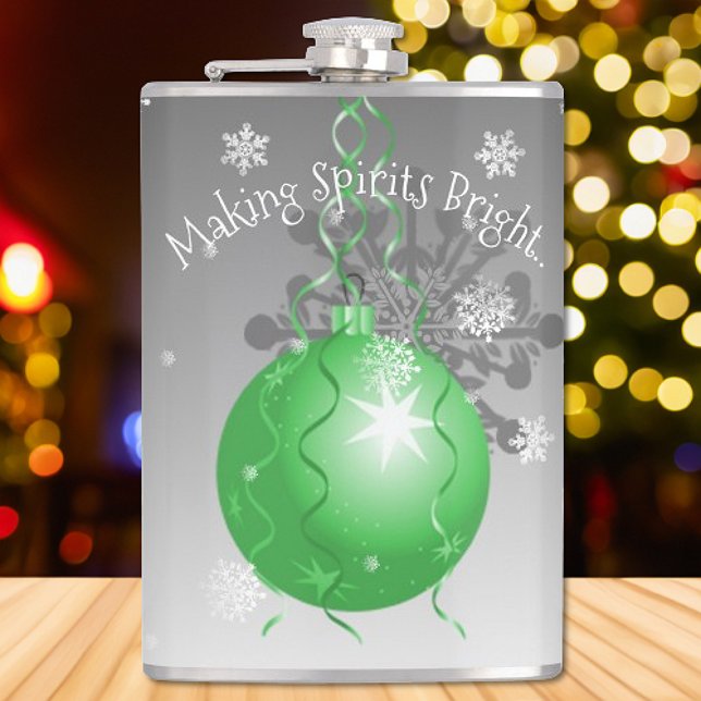 Grönt Finare julklapp för prydnadsföremål Fickplunta (Green Fancy Christmas Ornament Flask)