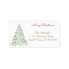 Grönt Finare Personligen Adress vid Julgran Adressetikett