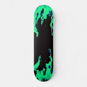 Grönt fire - Grünes Feuer - Flamme Flame Flames Mini Skateboard Bräda 18,5 Cm