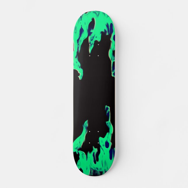 Grönt fire - Grünes Feuer - Flamme Flame Flames Mini Skateboard Bräda 18,5 Cm (Framsida)
