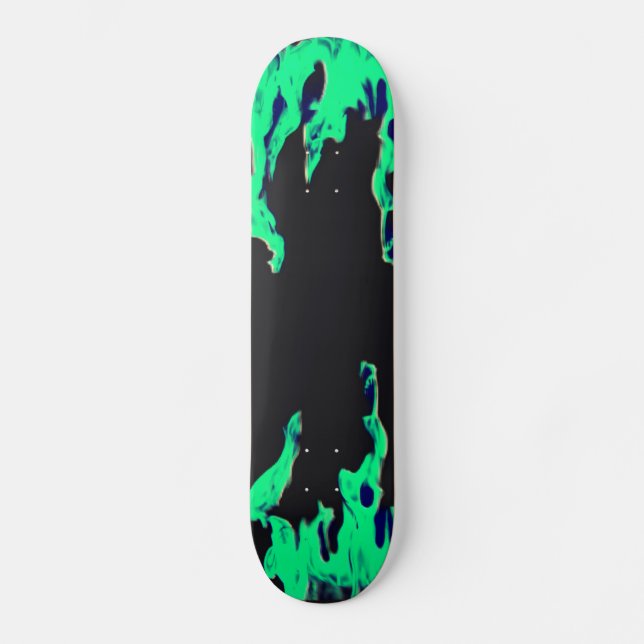 Grönt fire - Grünes Feuer - Flamme Flame Flames Sk Mini Skateboard Bräda 18,5 Cm (Framsida)