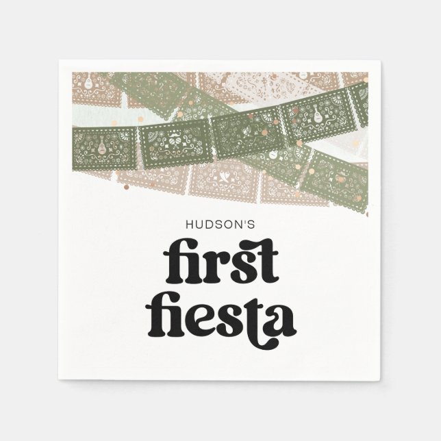 Grönt First Fiesta Födelsedagsfest Napkins Pappersservett (Framsidan)