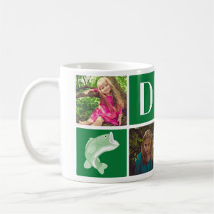 Grönt Fish Photo Collage Gift for Pappa Fars dag Kaffemugg