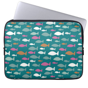 Grönt Fish Shoal Laptop Fodral