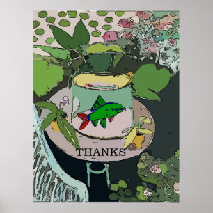 Grönt Fisk i Bowl Poster