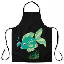 Grönt fisk med bubblor och vattenväxter