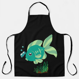 Grönt fisk med bubblor och vattenväxter