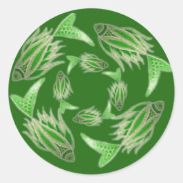 Grönt Fiskcirkelmärke Runt Klistermärke