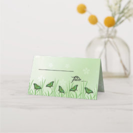 Grönt-fjäril på ljust grönt - bröllop placeringskort