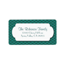 Grönt Fläkt Mönster med vit Ram Adressetikett