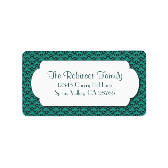 Grönt Fläkt Mönster med vit Ram Adressetikett (Framsidan)