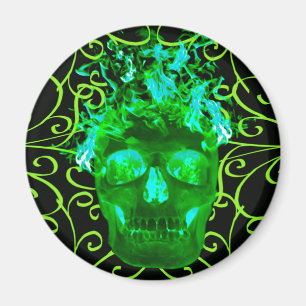 Grönt Flamning Skullgarnet Magnet