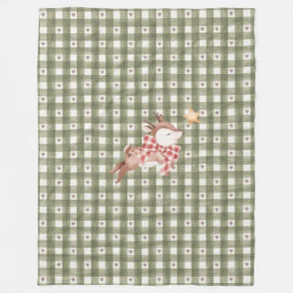 Grönt Fleece Blanket med Reindeer