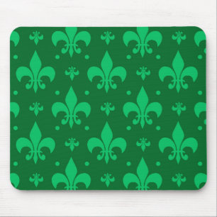 Grönt Fleur-de-lis Mönster Design Musmatta