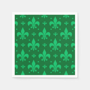 Grönt Fleur-de-lis Mönster Design Pappersservett