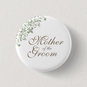 Grönt Fleur de Lis Script Mor i Groom Knapp