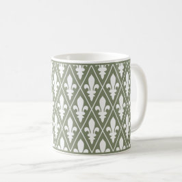 Grönt Fleur-de-Lys Lattice Coffee Mugg